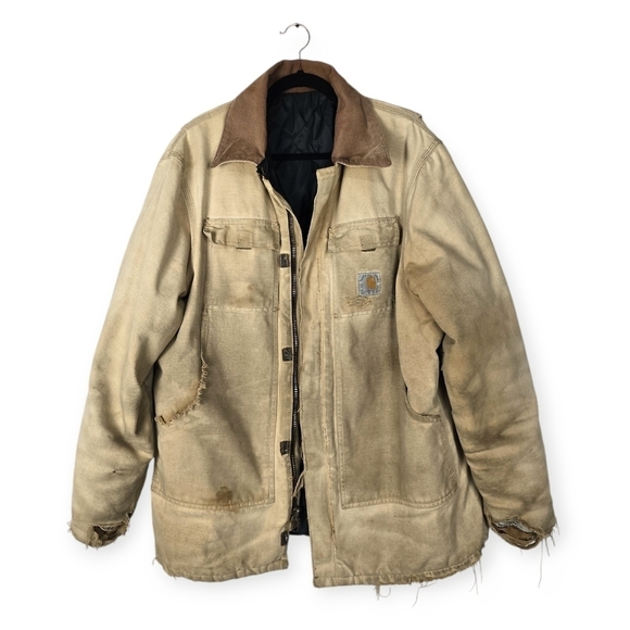 Carhartt Other - Vintage Carhartt Thrashed Worn In Faded Arctic Duck Canvas Chore Coat
